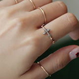 St Petro Gray Gray Diamond Vintage Rosary Ring, 14k Rose gold Daily Rosary Ring