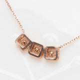 3 rope square Cognac Dancing Diamond 14k rose gold necklace