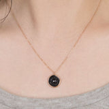 Love is only, both side love heart pendant , 14k rose gold Love coin necklace