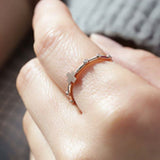 Art deco Cross Rosary Ring Solid 14k  Rose Gold White Diamond ring