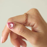 Natural Ruby Rosary Ring. Solid 14k Rose Gold Mill grained Daily Rosary Ring