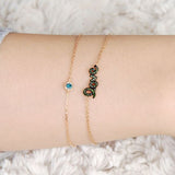 Green Diamond Love in 14k rose gold yellow gold Chain, Daily Bracelet