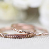 Minimalist Solid Gold Ring,Milgrain on Twist wire Delicate Wedding Band